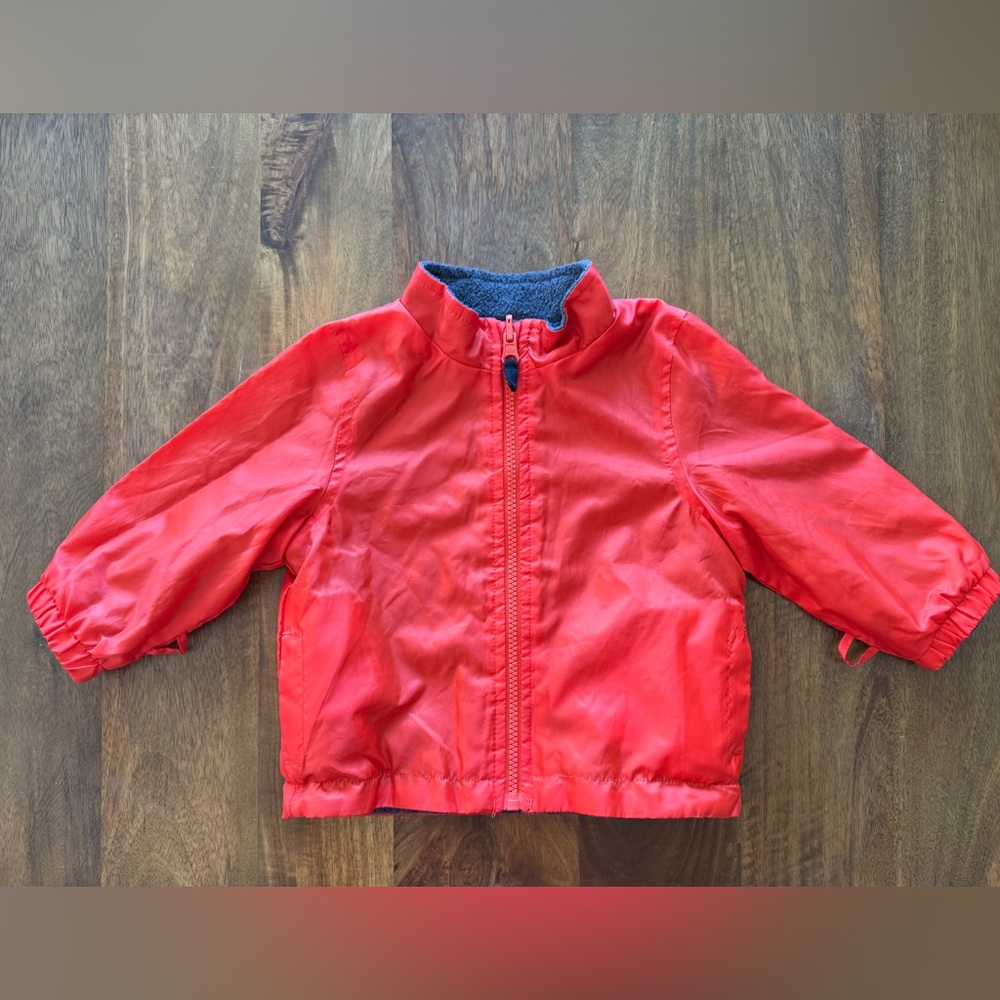 OshKosh B’gosh orange gray fleece reversible jacket baby kids size 18m